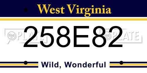 258E82 West Virginia License Plate