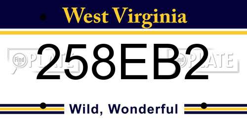258EB2 West Virginia License Plate