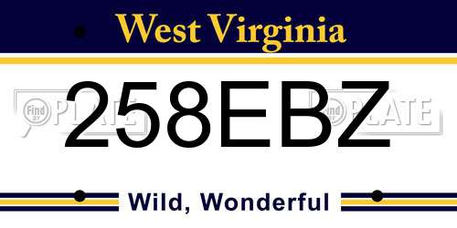 258EBZ West Virginia License Plate