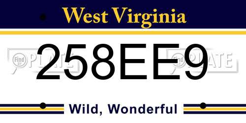 258EE9 West Virginia License Plate