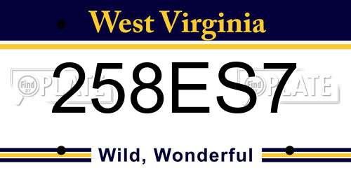 258ES7 West Virginia License Plate