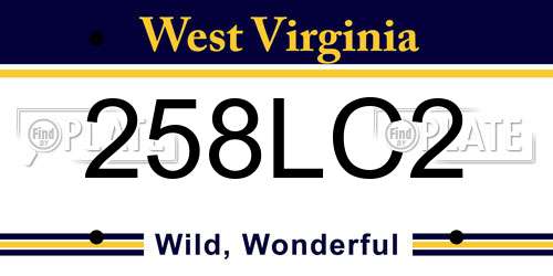 258LC2 West Virginia License Plate