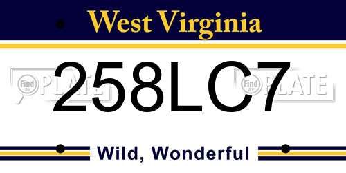 258LC7 West Virginia License Plate