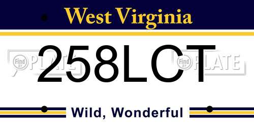 258LCT West Virginia License Plate