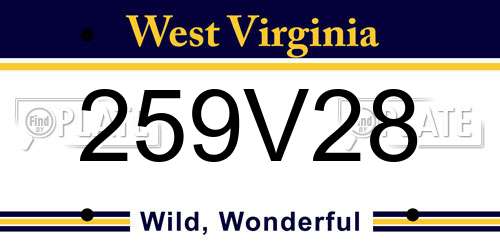 259V28 West Virginia License Plate