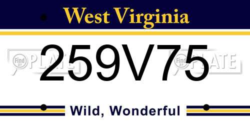 259V75 West Virginia License Plate