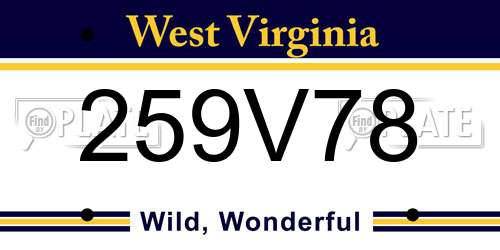 259V78 West Virginia License Plate