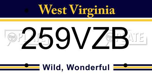 259VZB West Virginia License Plate