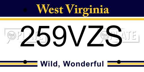 259VZS West Virginia License Plate