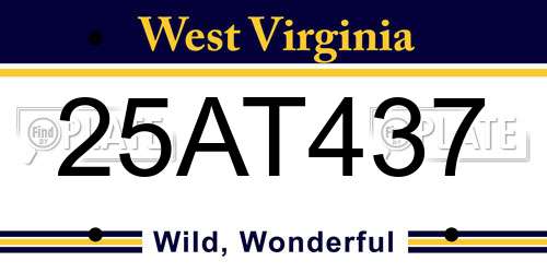 25AT437 West Virginia License Plate