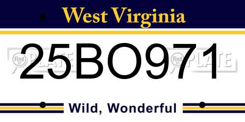 25BO971 West Virginia License Plate