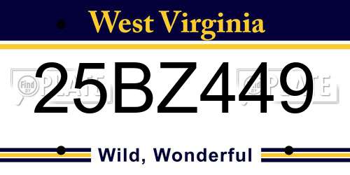 25BZ449 West Virginia License Plate