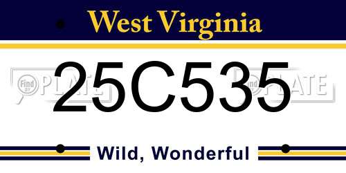 25C535 West Virginia License Plate