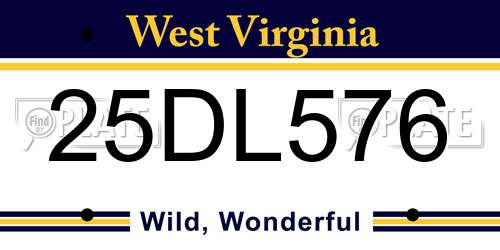 25DL576 West Virginia License Plate
