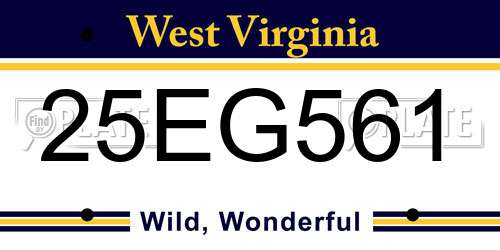 25EG561 West Virginia License Plate
