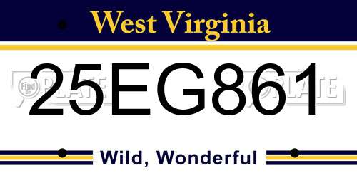 25EG861 West Virginia License Plate