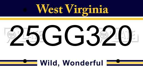 25GG320 West Virginia License Plate
