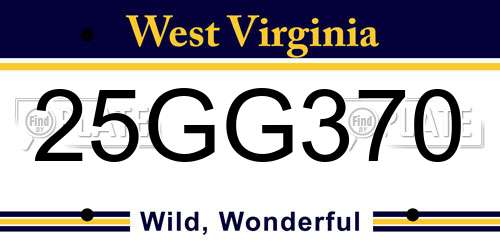 25GG370 West Virginia License Plate