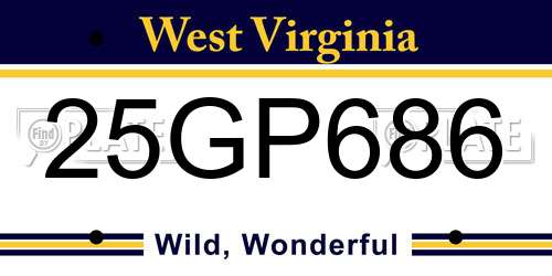 25GP686 West Virginia License Plate