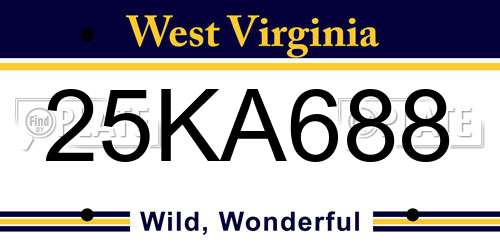 25KA688 West Virginia License Plate