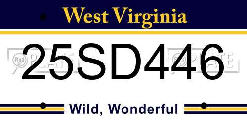 25SD446 West Virginia License Plate