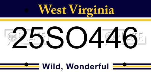 25SO446 West Virginia License Plate