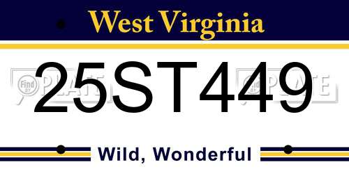 25ST449 West Virginia License Plate