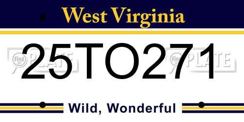 25TO271 West Virginia License Plate