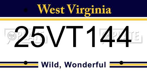 25VT144 West Virginia License Plate
