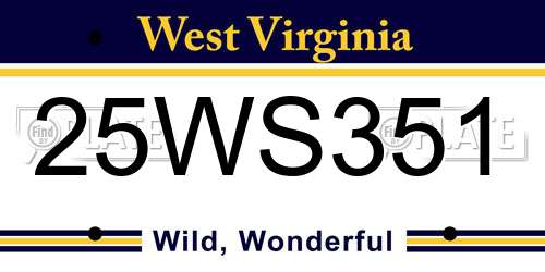25WS351 West Virginia License Plate