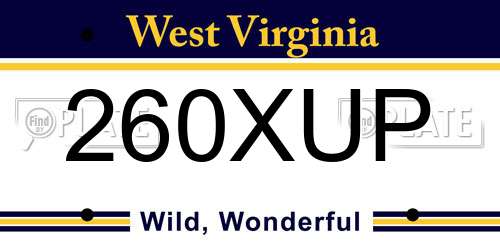 260XUP West Virginia License Plate