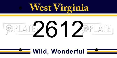 2612 West Virginia License Plate