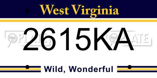 2615KA West Virginia License Plate