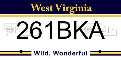 261BKA West Virginia License Plate