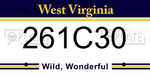 261C30 West Virginia License Plate