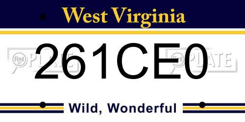 261CE0 West Virginia License Plate