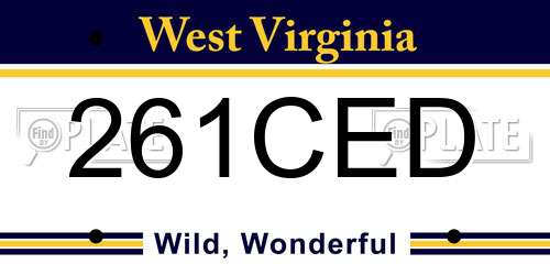 261CED West Virginia License Plate