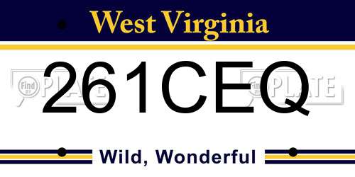 261CEQ West Virginia License Plate