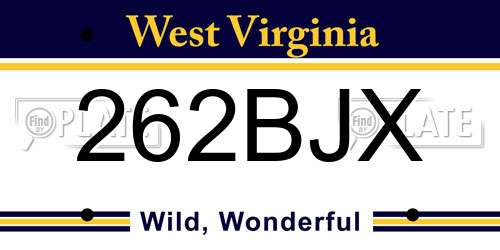 262BJX West Virginia License Plate
