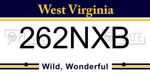 262NXB West Virginia License Plate