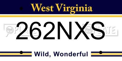 262NXS West Virginia License Plate