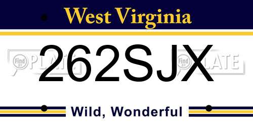 262SJX West Virginia License Plate