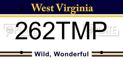 262TMP West Virginia License Plate