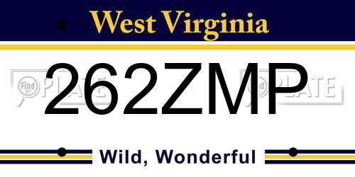 262ZMP West Virginia License Plate