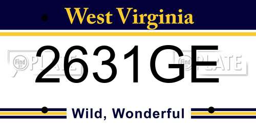 2631GE West Virginia License Plate