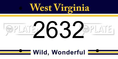 2632 West Virginia License Plate