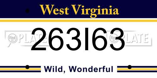 263I63 West Virginia License Plate