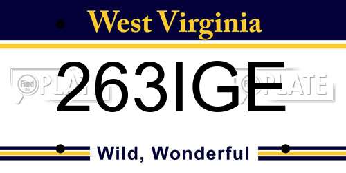 263IGE West Virginia License Plate