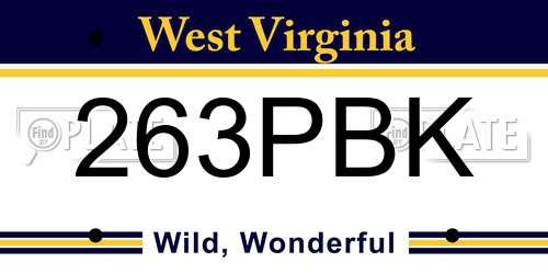 263PBK West Virginia License Plate