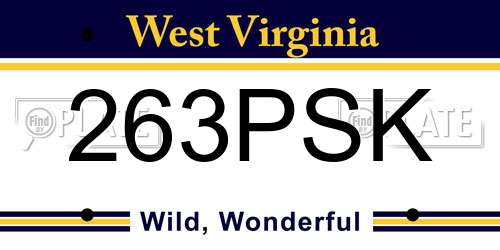 263PSK West Virginia License Plate